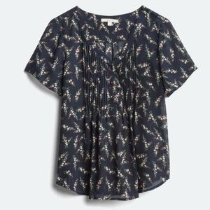 Fun2Fun Akela Pleat Detail Blouse – Navy Floral – Size XS